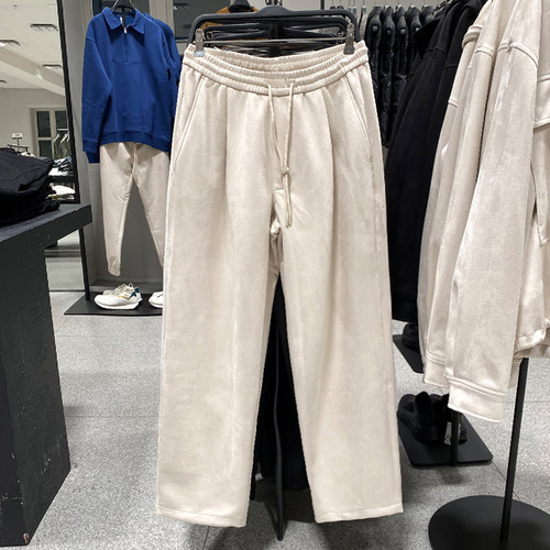 长裤休闲宽松绒面松紧腰