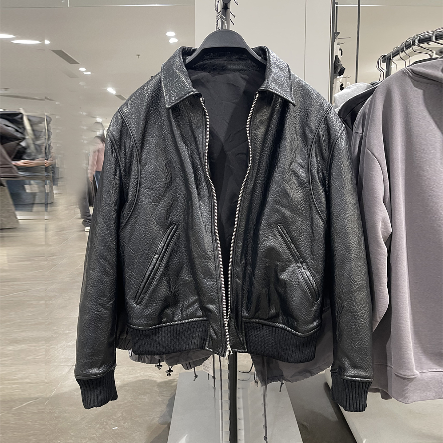 za obasov男装25冬装新款翻领pu皮夹棉皮衣3皮棉服外套715709800