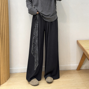 胖mm慵懒风西装 显瘦休闲裤 宽松垂感阔腿裤 新款 绑带 女秋季 宛宛大码