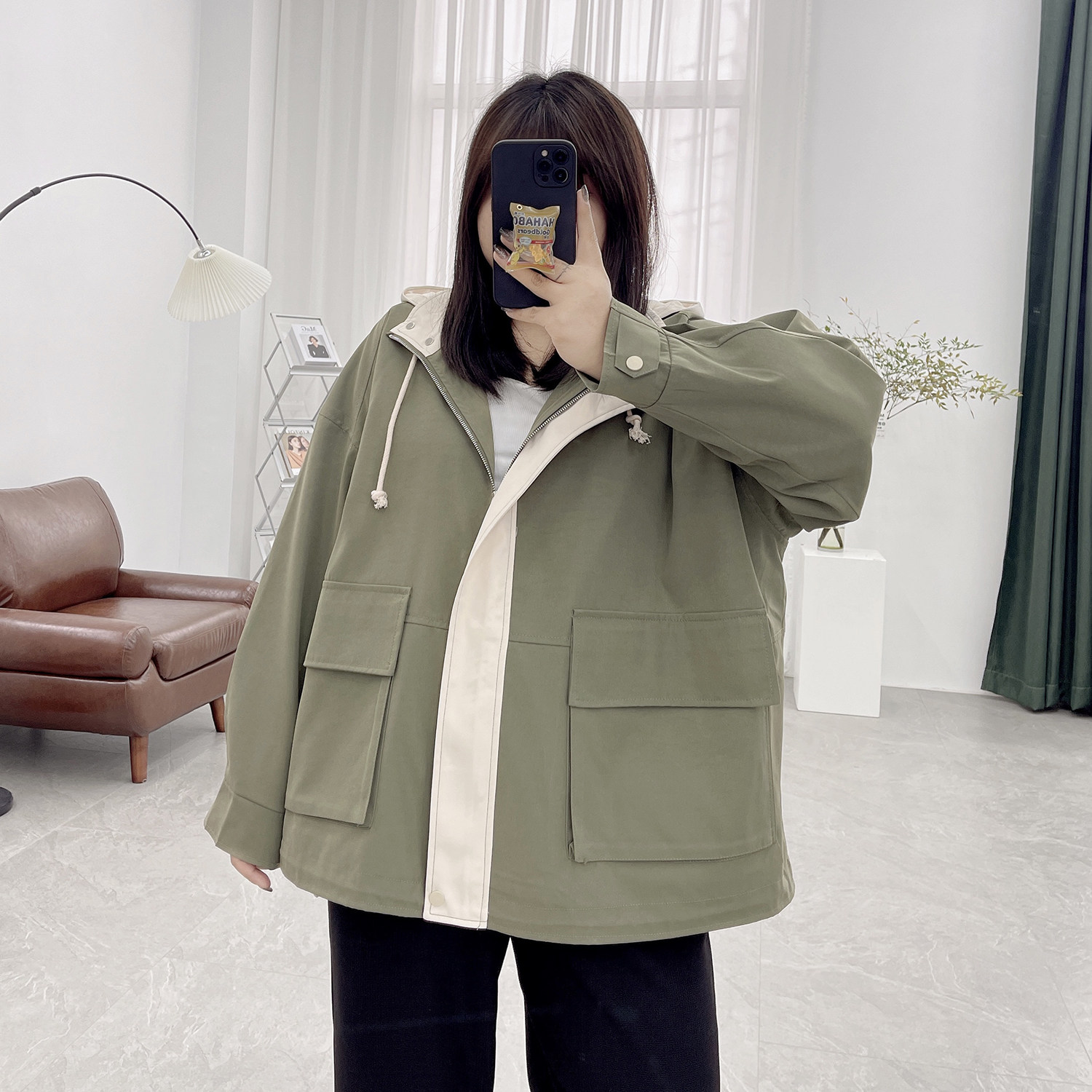 显瘦连帽冲锋衣褂子外套