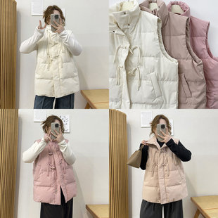 宽松韩版 新款 背心羽绒服外套白鸭绒外穿马夹 胖MM马甲冬季 宛宛大码