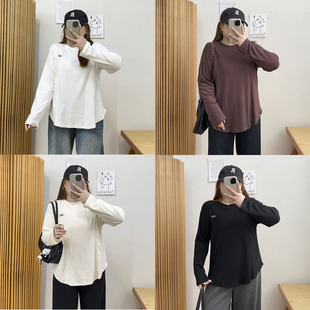 正肩不规则T恤女 秋冬200斤显瘦长袖 宛宛大码 胖mm遮肚子内搭打底衫