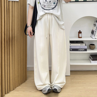 女装 宽松垂感长裤 抽绳阔腿裤 高腰显瘦胖mm运动休闲裤 夏季 宛宛大码