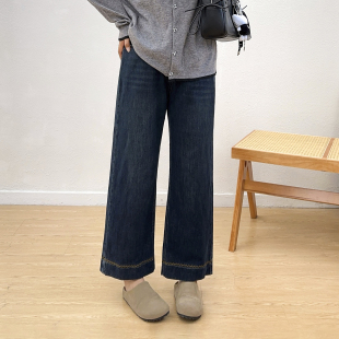 高腰显瘦小个子九分烟管法棍裤 宛宛大码 新款 女秋季 胖MM直筒牛仔裤
