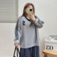 女装 学院风拼条长袖 卫衣2025秋季 宛宛大码 新款 胖mm宽松遮肚子上衣
