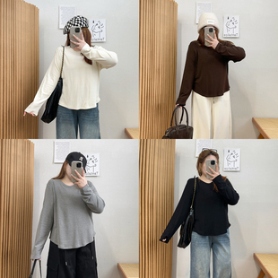 胖MM宽松内搭薄绒保暖打底衫 T恤女2025秋冬新款 圆领长袖 宛宛大码