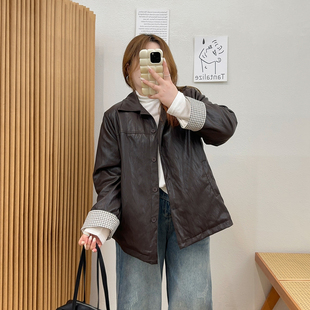 2025新款 皮衣外套女冬季 胖MM宽松加绒保暖上衣 高级感长袖 宛宛大码