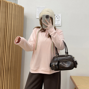 简约内搭扣子休闲半高领德绒打底衫 胖mm秋冬新款 T恤 女装 宛宛大码