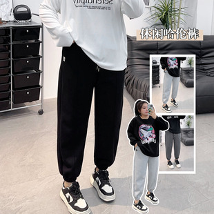 胖mm束脚外穿运动裤 大码 卫裤 女2023年早秋新款 高腰显瘦休闲哈伦裤