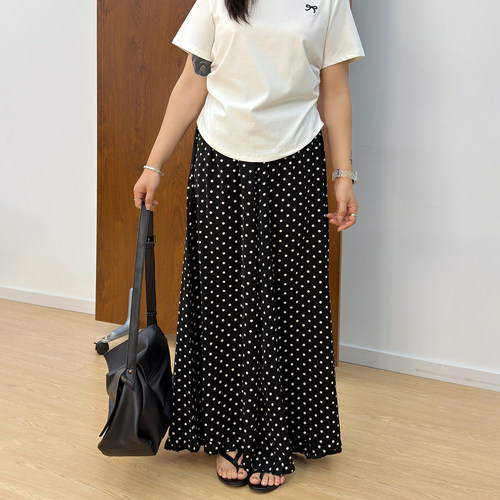 宛宛大码女装夏季胖MM时髦波点拖地休闲裤小个子百搭宽松阔腿裤潮