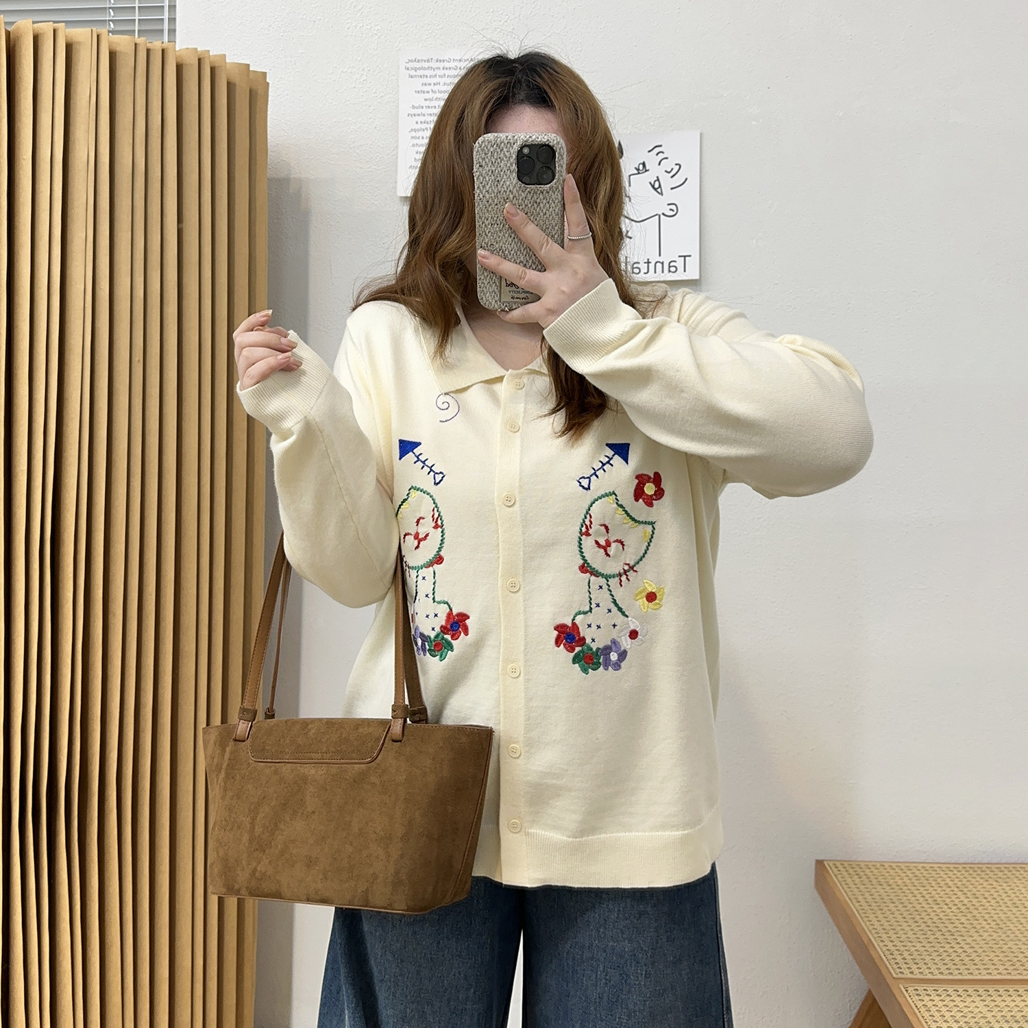 宛宛大码女复古学院风刺绣圆领毛衣开衫胖mm气质休闲外穿针织上衣,女装/女士精品,大码内搭,淘宝优惠券,粉丝福利购,淘宝优惠卷