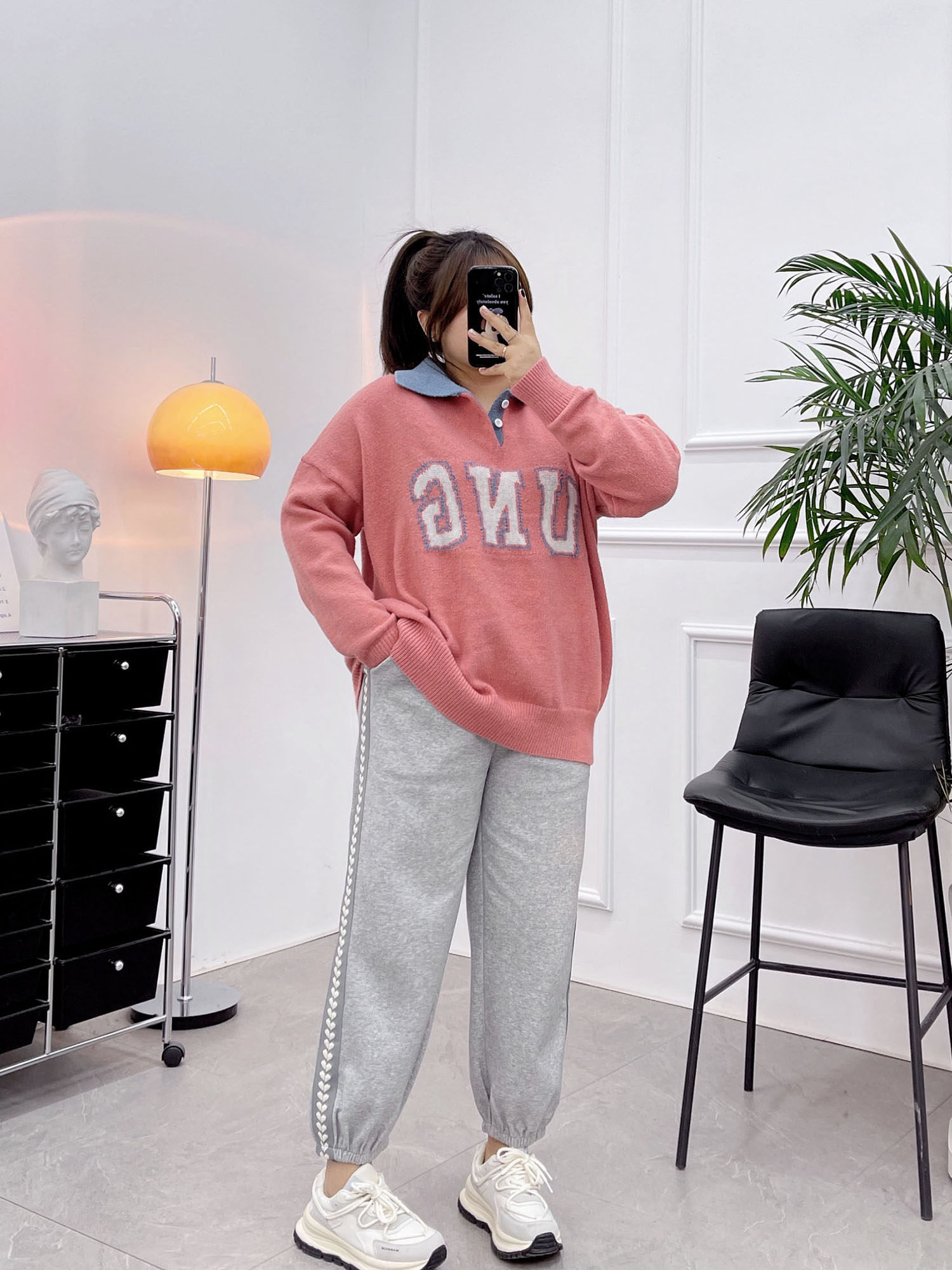 PLUS SIZE GRAY LEGGING SWEATPANTS WOMENS 2022 AUTUMN WINTER NEW FAT MM SLIM HIGH WAIST LOOSE CASUAL LOVE SWEATPANTS