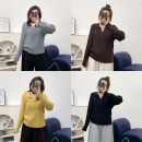 针织衫 宛宛大码 洋气独特别致上衣女polo领长袖 新款 胖mm韩系秋冬季