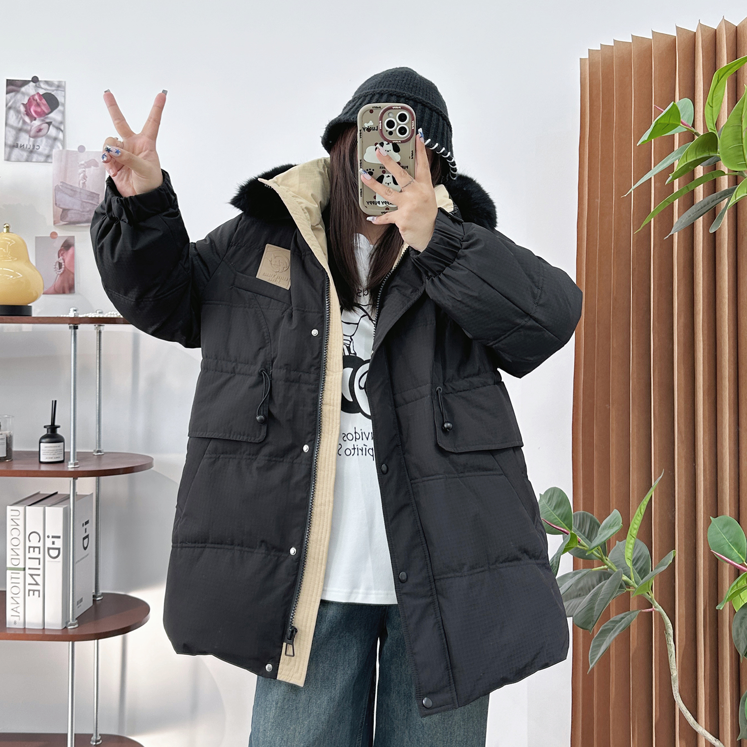羽绒服冬季大码女装2023新款加厚中长款200斤胖mm加肥白鸭绒外套