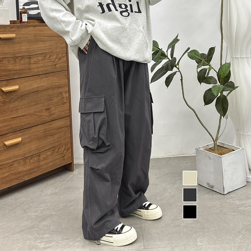 松紧腰立体贴袋工装裤