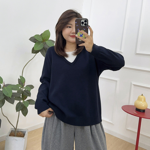 假两件针织衫 2026年新款 胖mm宽松遮肚子显瘦毛衣上衣 女装 宛宛大码