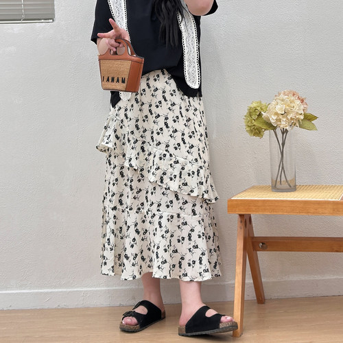 宛宛大码胖MM碎花蛋糕裙女夏高腰显瘦遮肚子雪纺连衣裙度假仙女风