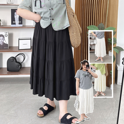 a字裙高腰显瘦拼接蛋糕裙