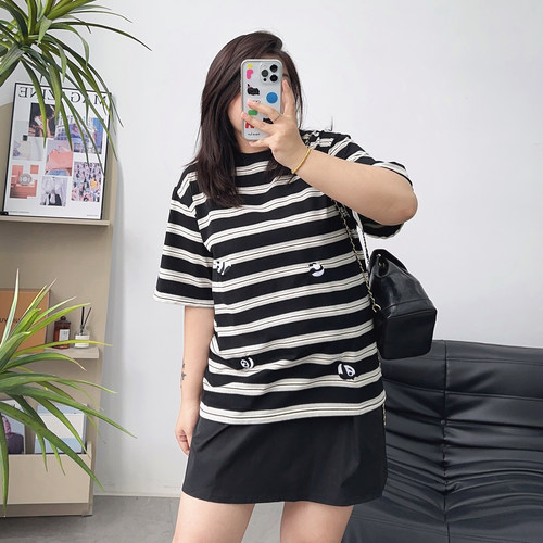 宛宛家条纹T桖衫百搭时尚