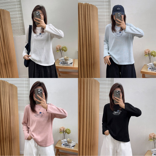 宛宛家卡通小狗印花长袖T恤