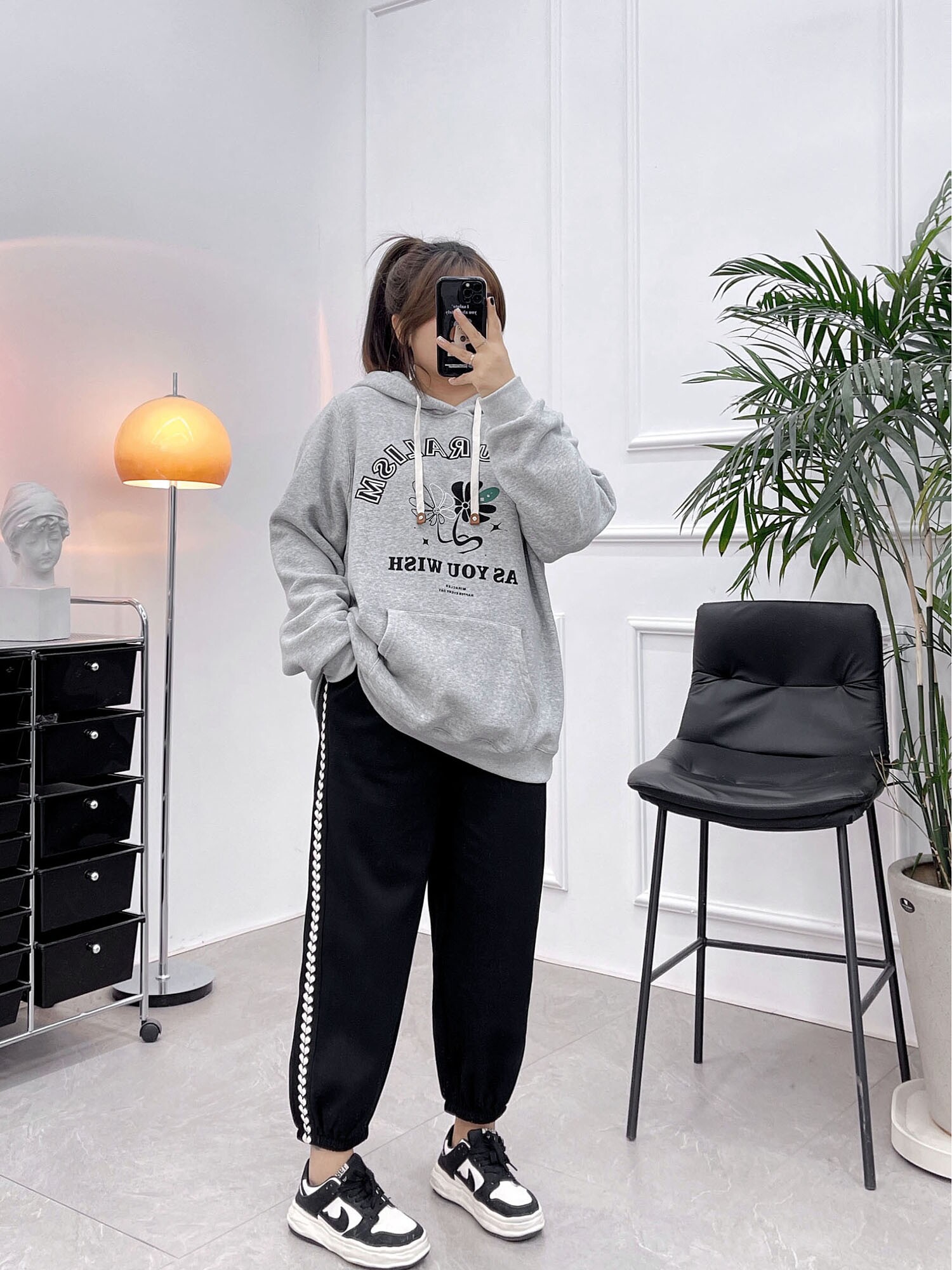 PLUS SIZE GRAY LEGGING SWEATPANTS WOMENS 2022 AUTUMN WINTER NEW FAT MM SLIM HIGH WAIST LOOSE CASUAL LOVE SWEATPANTS