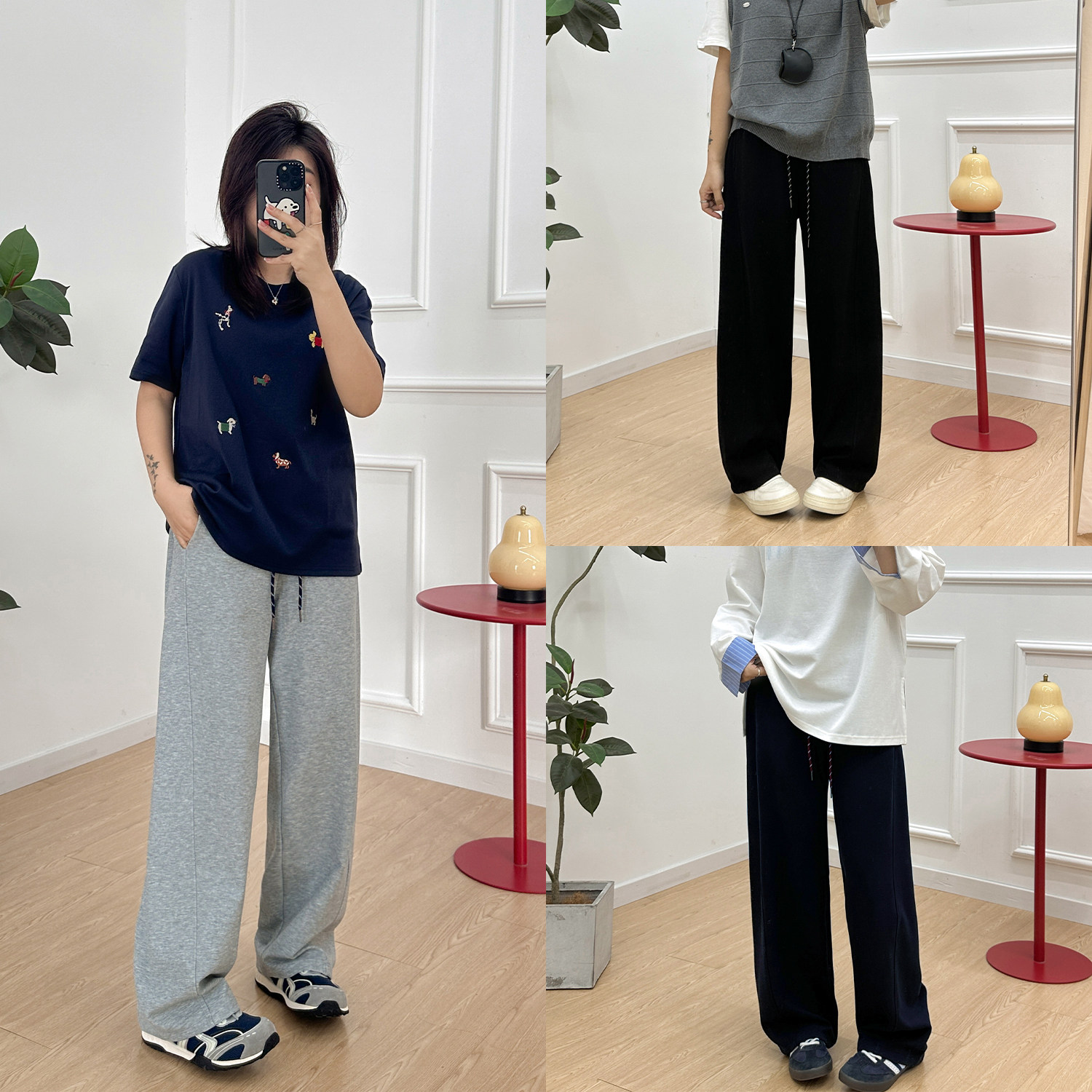 宛宛大码弯刀阔腿裤女新款春秋季胖妹妹mm宽松显瘦休闲运动卫裤子图片