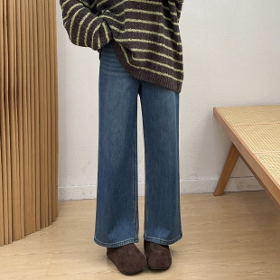 女装 梨形加厚裤 秋冬胖MM加绒牛仔裤 复古阔腿女裤 子 女美式 宛宛大码