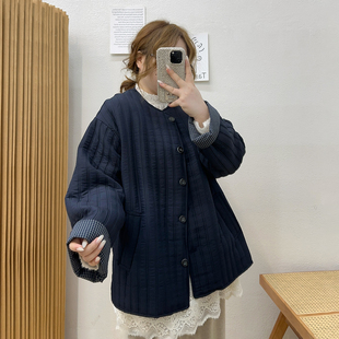 新款 冬季 宽松胖mm棉衣压条棉服加厚保暖夹克外套 女装 宛宛大码