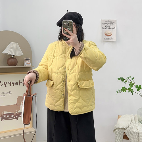 宛宛家格子拼接棉服百搭时尚