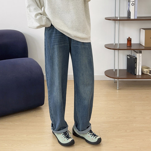 高腰松紧百搭牛仔哈伦裤