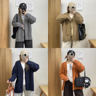 新针织开衫 胖MM慵懒风软糯毛衣外套秋冬季 高级感穿搭 女装 宛宛大码