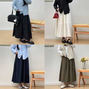 胖mm温柔百搭遮胯高腰显瘦裙子 新款 宛宛大码 波点A字半身裙女秋季
