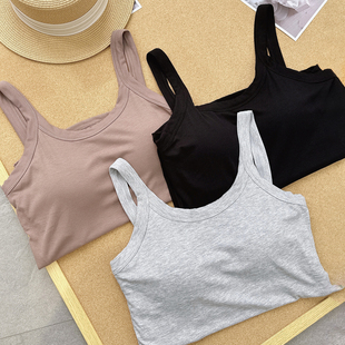 外穿上衣 胖mm夏季 大码 黑色吊带背心女内搭带胸垫免穿文胸新款