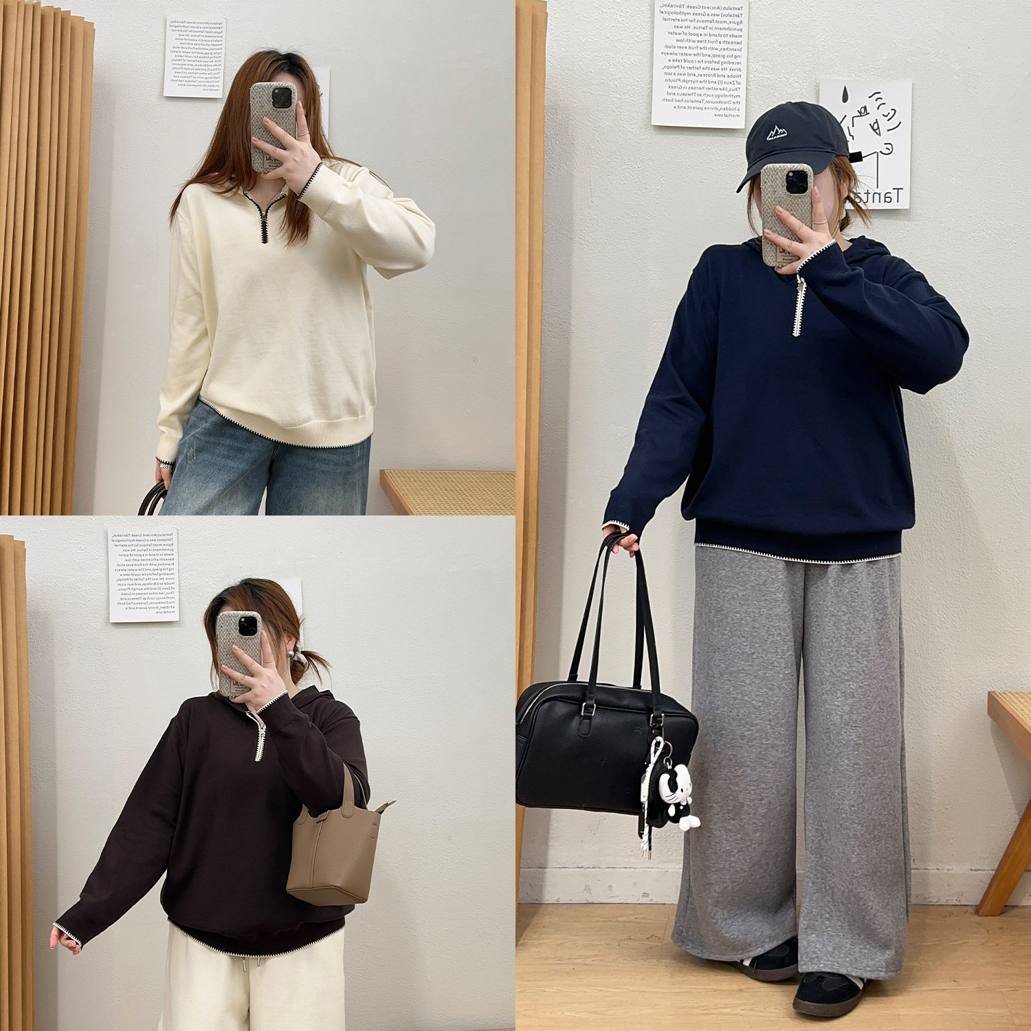 宛宛大码韩版时尚半拉链连帽针织衫女秋冬款胖mm保暖显瘦毛衣上衣,女装/女士精品,大码内搭,淘宝优惠券,粉丝福利购,淘宝优惠卷