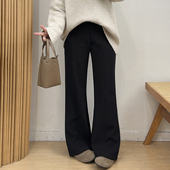 黑色加绒微喇裤 胖mm高腰显瘦西装 女裤 宛宛大码 子新款 秋冬季 喇叭裤