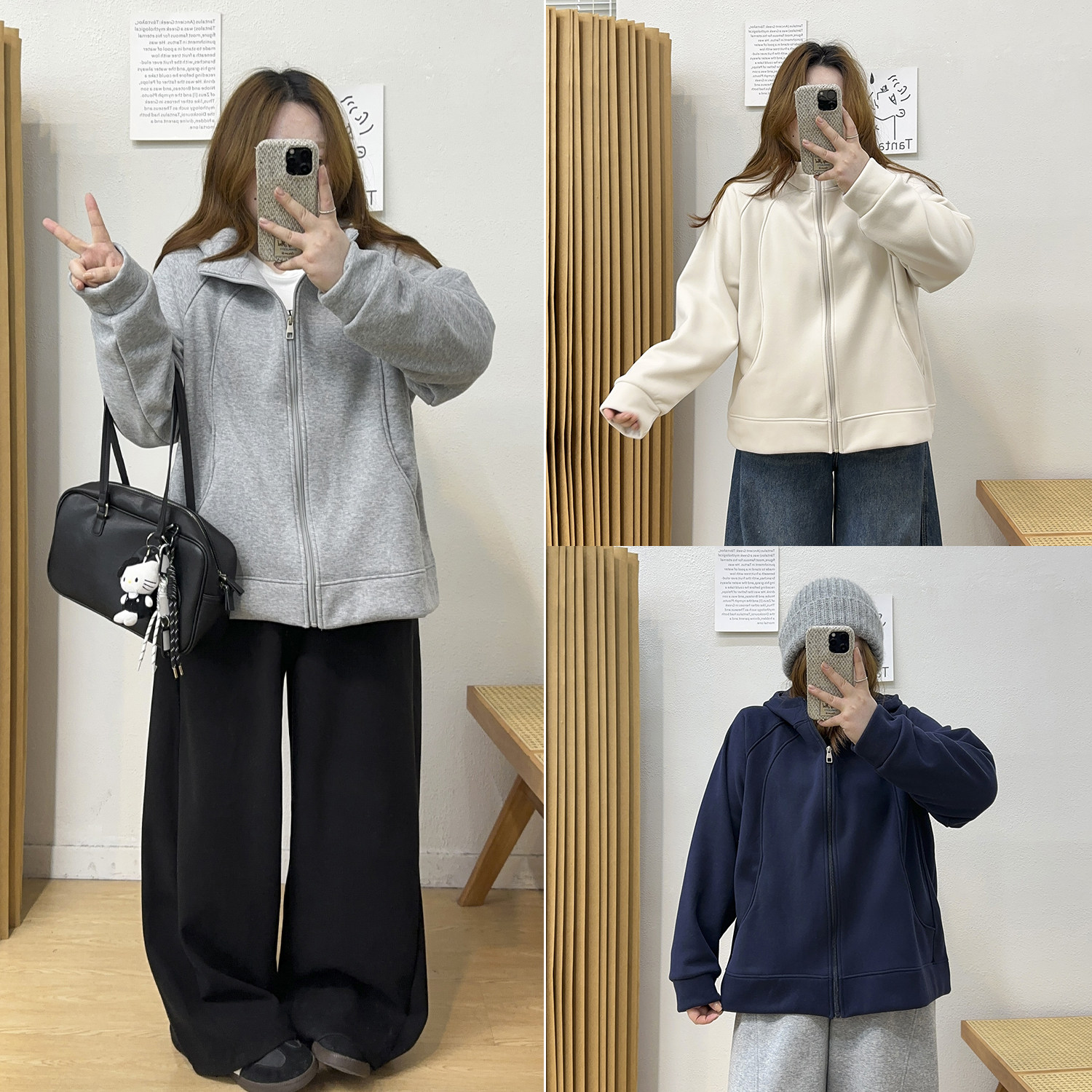 加绒连帽宽松休闲外套