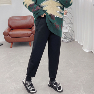 百搭显瘦 老爹萝卜裤 宛宛家加绒加厚哈伦裤 女2021秋冬直筒胖mm大码