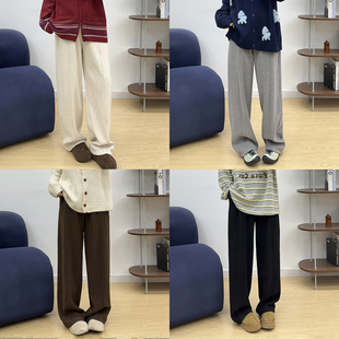 秋冬季 阔腿裤 女装 胖mm高腰宽松垂感窄版 子 休闲加绒直筒裤 宛宛大码