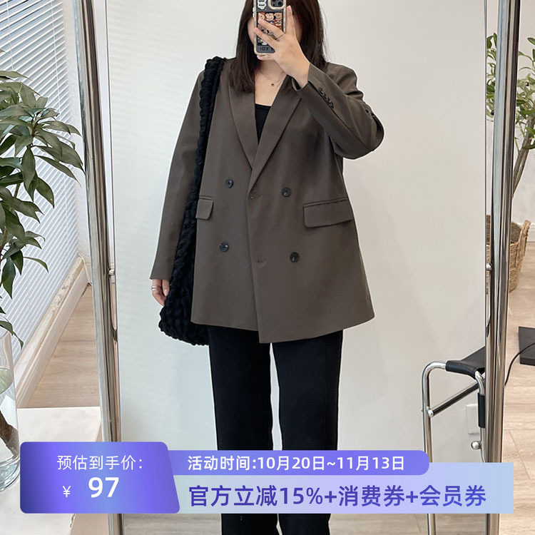 宛宛家微胖加大码胖mm气质西装外套女春秋季宽松显瘦休闲西服上衣