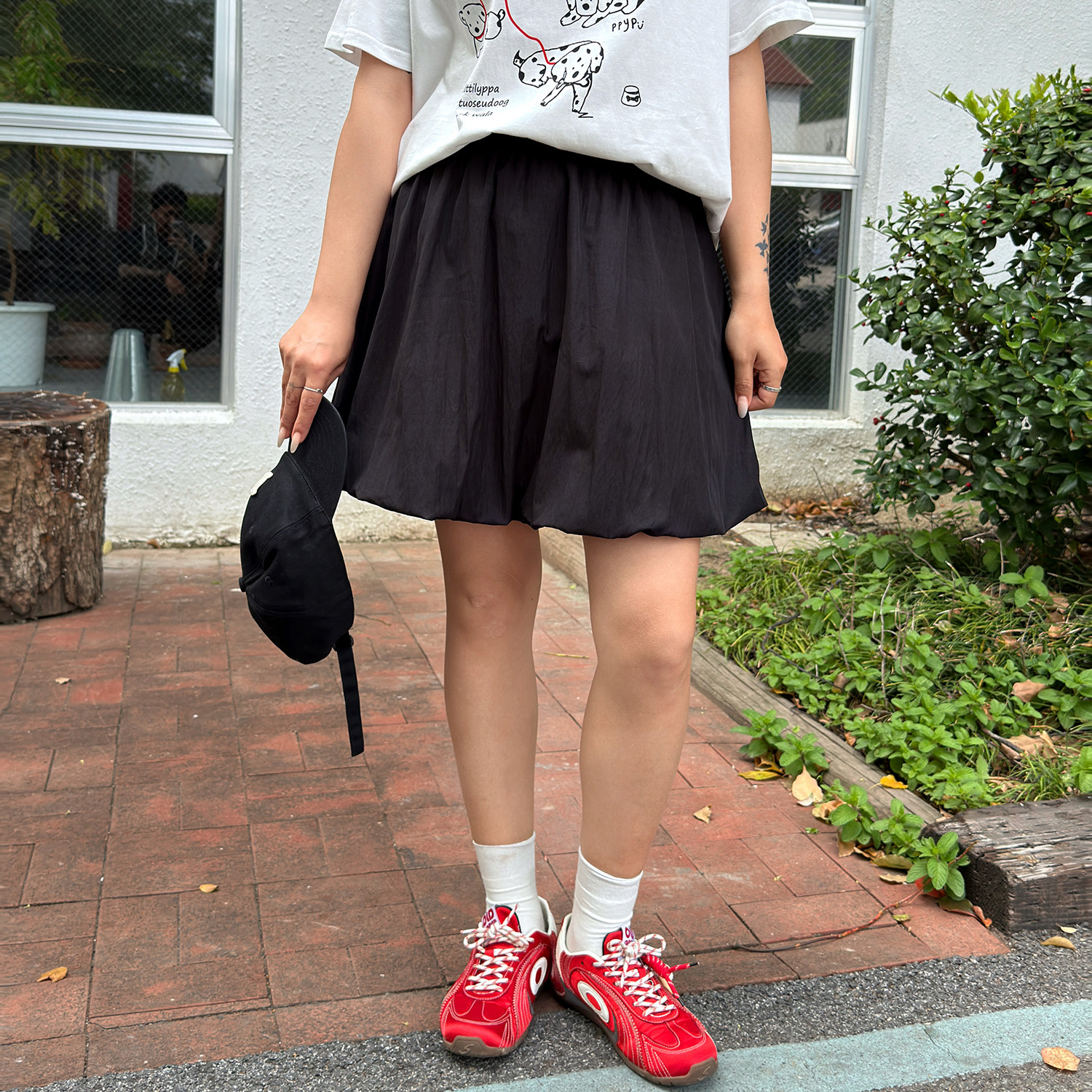 宛宛大码胖mm韩系云朵花苞褶皱半身裙女夏季甜美高腰A字灯笼短裙