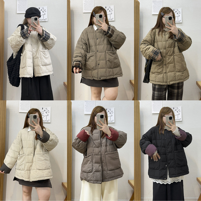 方形格纹宽松百搭羽绒服