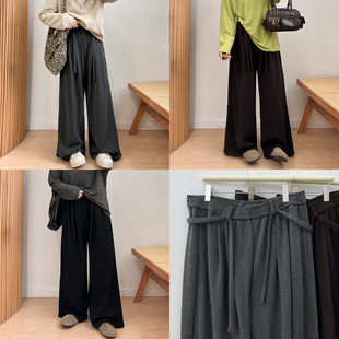 胖mm高腰显瘦阔腿糯米裤 女冬季 宽松慵懒风垂感直筒休闲裤 宛宛大码