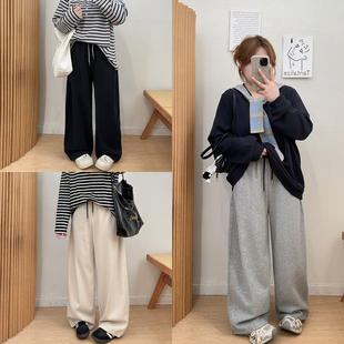 高腰宽松阔腿镰刀运动卫裤 胖mm秋冬季 梨形身材休闲弯刀裤 宛宛大码