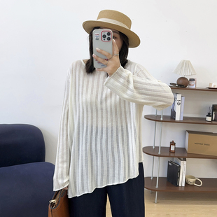 针织衫 宛宛大码 胖mm宽松镂空长袖 不规则设计感上衣2026年秋季 女装