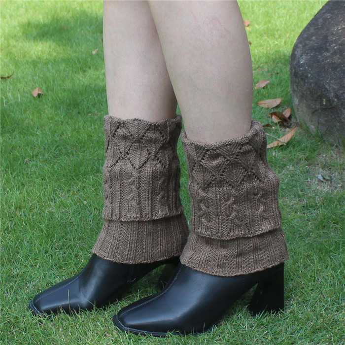 新款毛线女袜套韩版加厚保暖脚腕脚裸脚脖套护小腿套宽松鞋套靴套