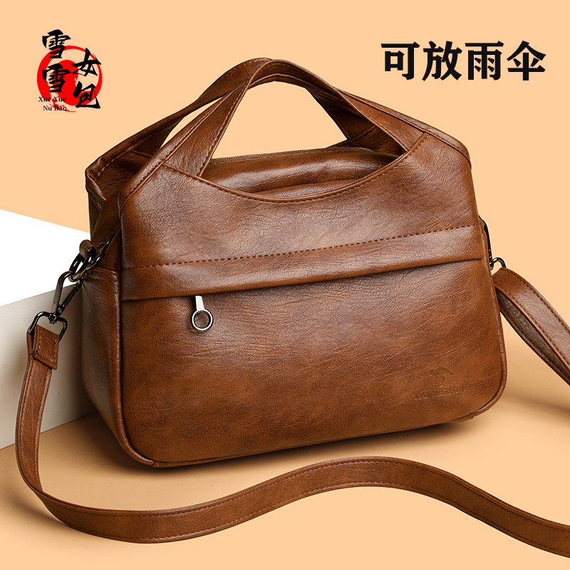 软皮复古女包2026新款时尚中年妈妈包轻便女士单肩斜挎婆婆手提包