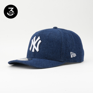 韩国代购NEWERA纽亦华970微弯檐硬顶大头围可调节棒球帽NY牛仔蓝