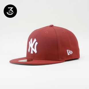 韩国代购 NEWERA纽亦华5950平沿全封闭棒球帽白灰帽檐洋基红色白NY