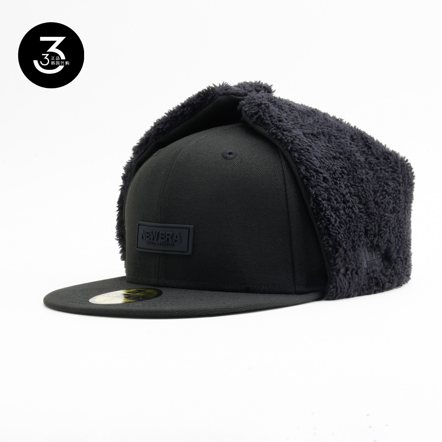 韩国代购NEWERA纽亦华5950平沿全封闭棒球帽黑色BOX LOGO雷锋帽
