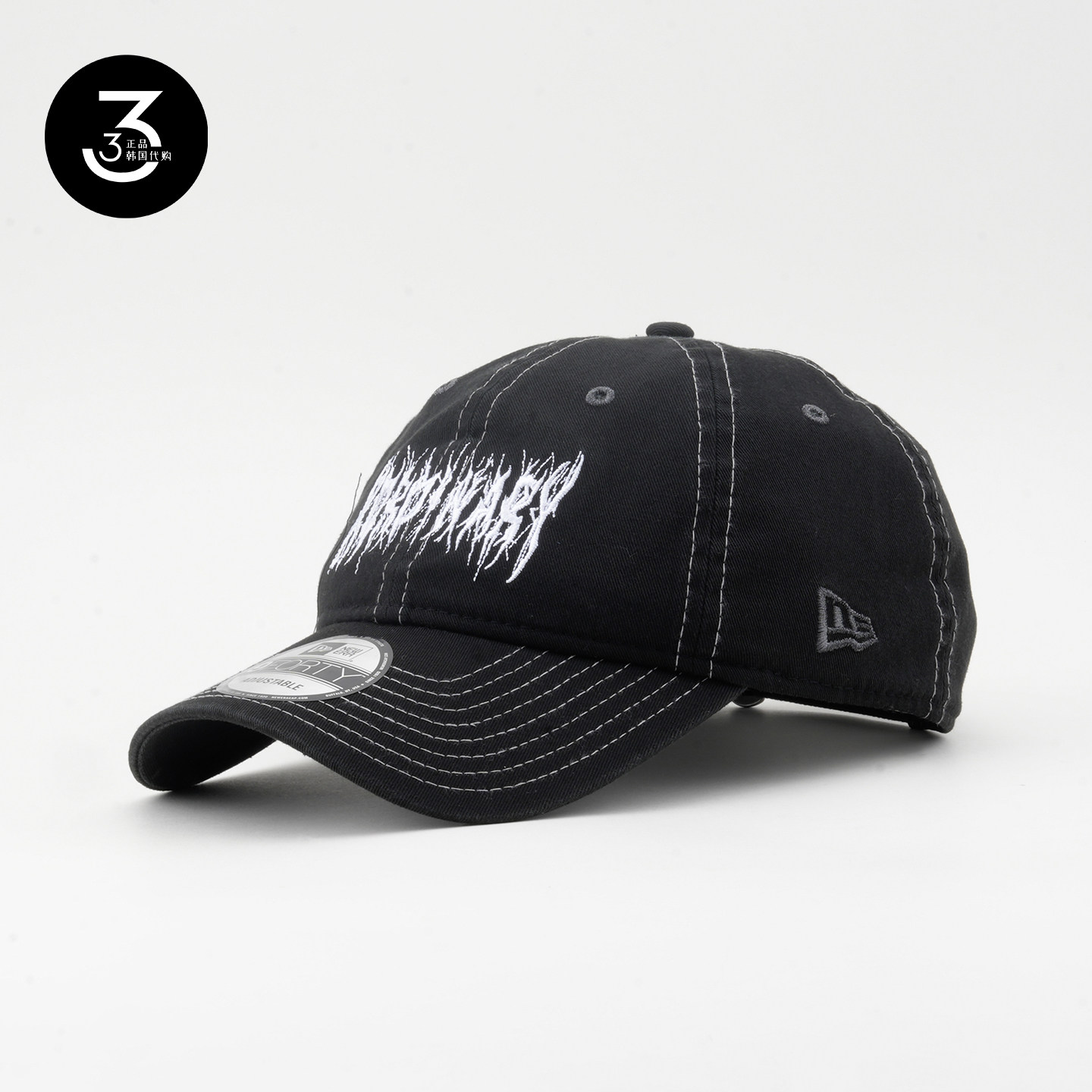 韩国代购NEWERA纽亦华XORDINARY联名款940软顶棒球帽白涂鸦标黑色